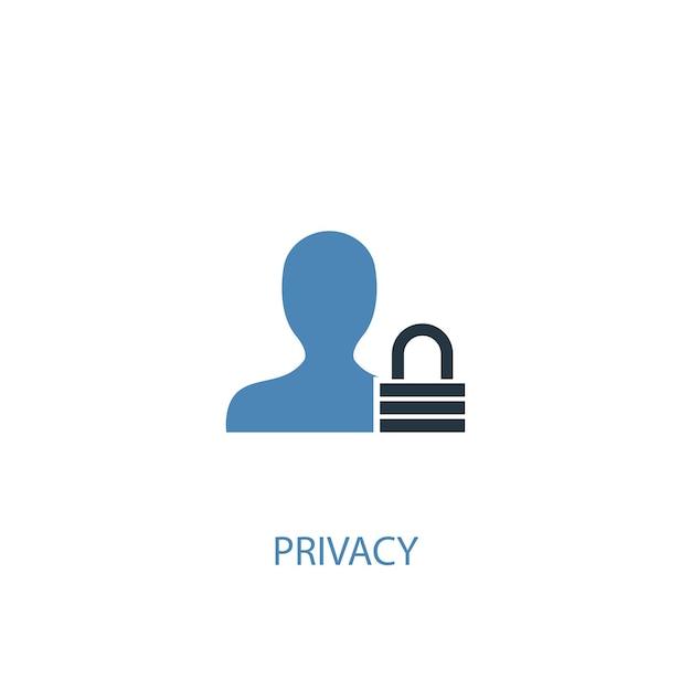 Conceito de privacidade 2 ícone colorido. ilustração do elemento azul simples. design de símbolo de conceito de privacidade. pode ser usado para ui / ux da web e móvel