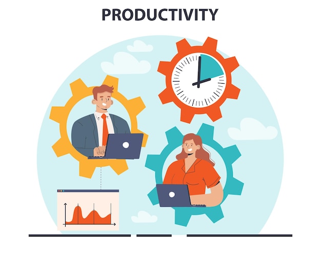 Vetor conceito de produtividade otimização do tempo de trabalho do personagem trabalho do funcionário