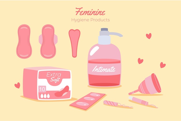 Conceito de produtos de higiene feminina