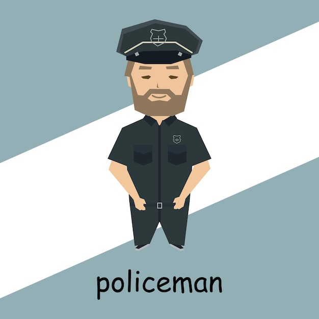 Vetor conceito de profissão de personagem abstrato desenhado policial de uniforme clipart de ilustração de desenho animado