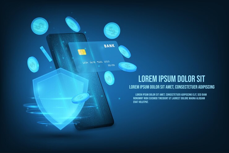Vetor conceito de proteção de smartphone vetorial pagamentos móveis conceito de banco na internet