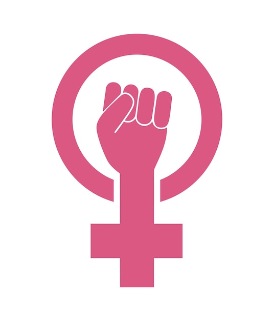 Conceito de protesto do feminismo de mulher feminina. ícone de vetor de poder feminino isolado no fundo branco