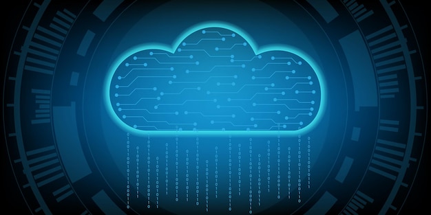 Conceito de rede de negócios futurista Conceito de computação em nuvem placa de circuito de conexão hud circular
