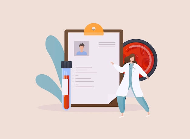 Vetor conceito de registro médico diagnóstico médico histórico médico cartão do paciente