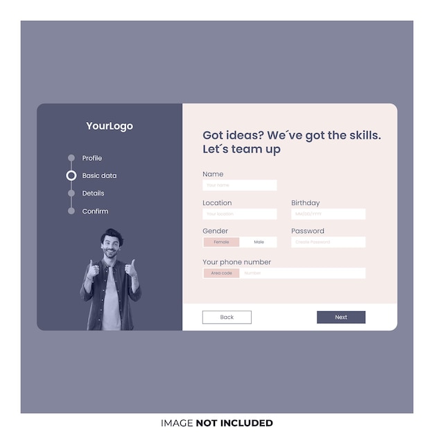 Conceito de registro on-line inscrever-se na página de chegada de design de UI para deixar dados do usuário