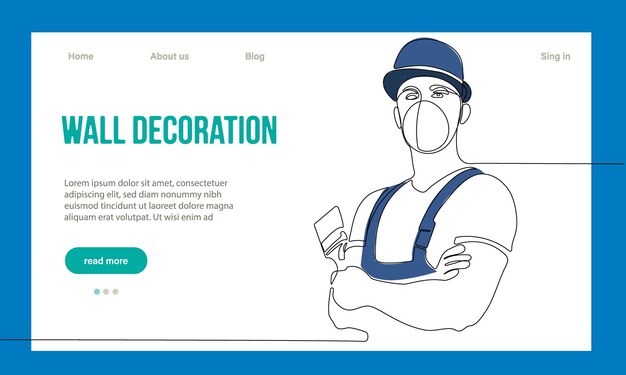 Conceito de reparo em casa. página de destino do site. trabalhadores reparadores estão fazendo obras de casa. personagem de desenho animado