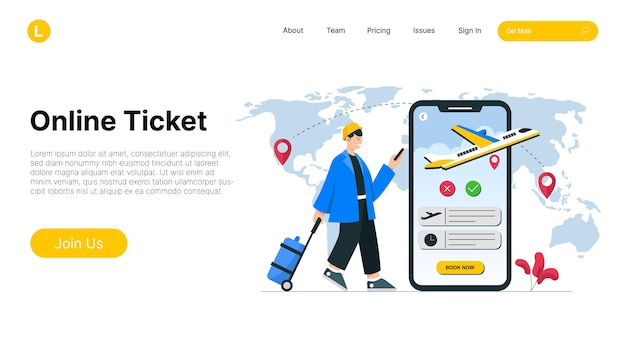 Conceito de reserva online de bilhetes de avião Compra de bilhete com smartphone