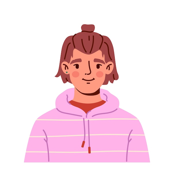 Conceito de retrato humano diversificado mulher em jaqueta rosa adolescente em roupas casuais avatar de usuário feminino para redes sociais e site cartoon ilustração vetorial plana isolada em fundo branco