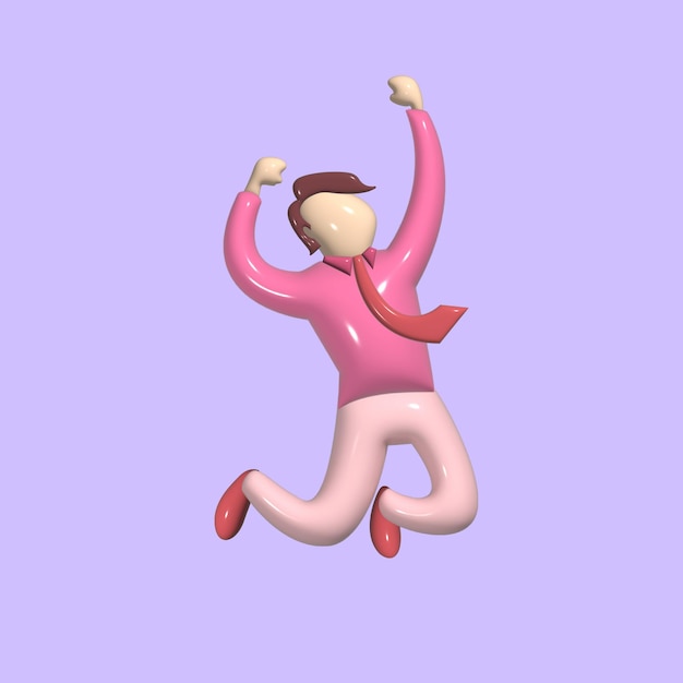 Vetor conceito de salto feliz personagem emoji objeto 3d realista estilo de desenho animado vector colorido