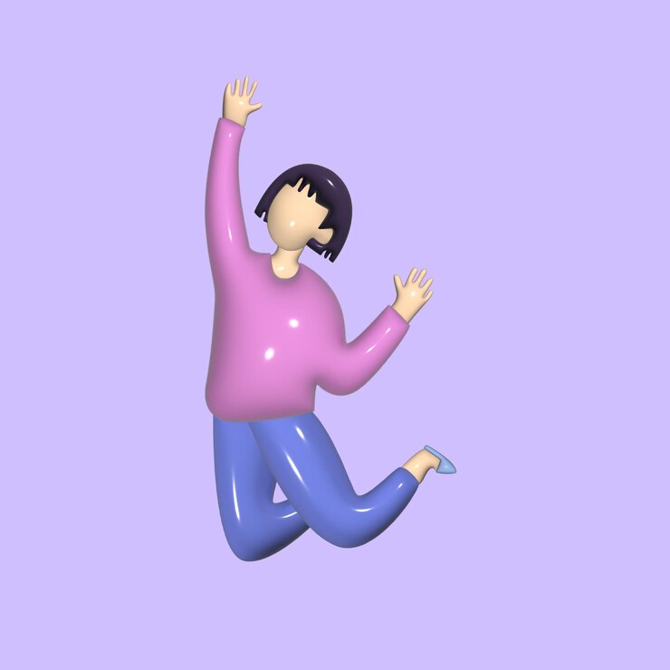 Vetor conceito de salto feliz personagem emoji objeto 3d realista estilo de desenho animado vector colorido