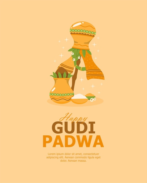 Conceito de saudação de postagem de mídia social de gudi padwa