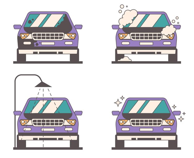 Conceito de serviço de lavagem de automóveis e veículos sujos
