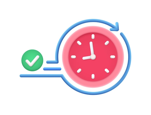 Vetor conceito de serviço de suporte de relógio redondo e entrega rápida ícone de relógio com seta ao redor