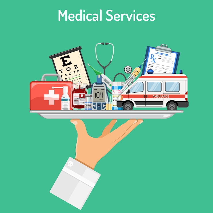 Vetor conceito de serviços médicos
