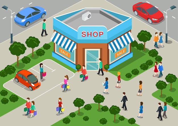 Conceito de shopping center plano 3d web