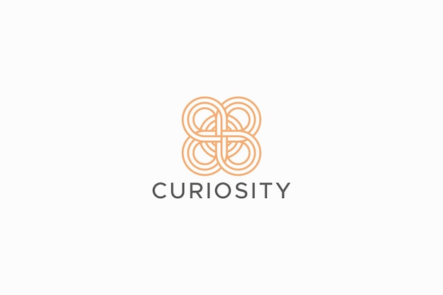 Conceito de símbolo de curiosidade de ornamento de linha de círculo geométrico logotipo abstrato elegante