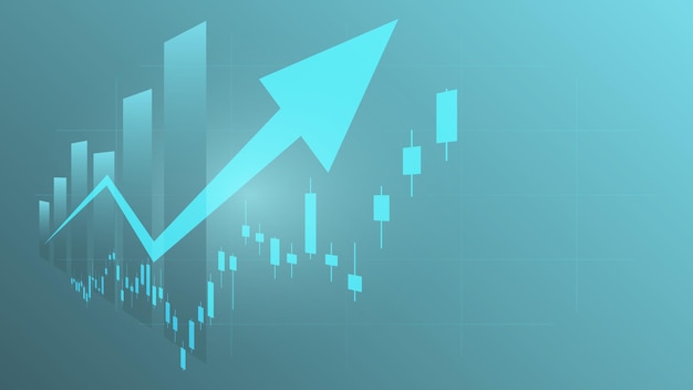 Conceito de situação de economia estatísticas de negócios financeiros com gráfico de barras e gráfico de velas