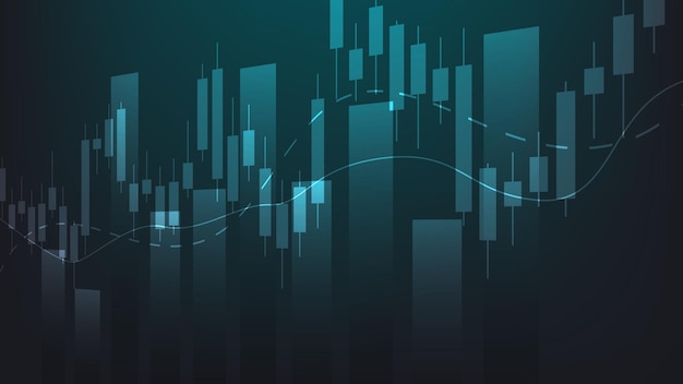 conceito de situação de economia Estatísticas de negócios financeiros com gráfico de barras e gráfico de velas