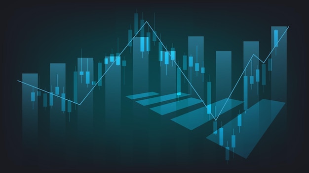 Conceito de situação de economia. estatísticas de negócios financeiros com gráfico de velas mostram o mercado de ações