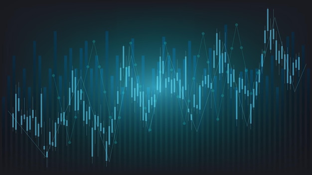 Conceito de situação de economia. estatísticas de negócios financeiros com gráfico de velas mostram o mercado de ações