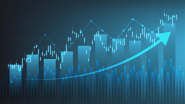 Conceito de situação de economia. estatísticas de negócios financeiros com gráfico de velas mostram o mercado de ações