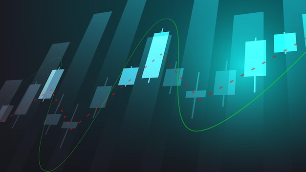 Conceito de situação de economia. estatísticas financeiras de negócios com gráfico de barras e gráfico de velas