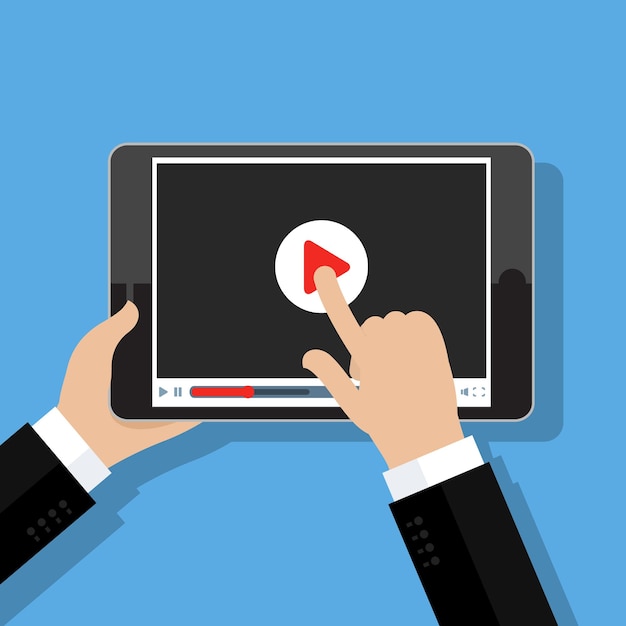 Conceito de streaming, estudo e aprendizagem, educação a distância e crescimento do conhecimento. Ícones de conferência e webinar online. Design plano, ilustração vetorial.
