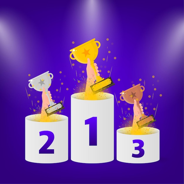 Conceito de sucesso do prêmio do vencedor do prêmio esportivo Maquete para design de conceito Clipart de troféu de ouro