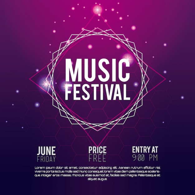 Conceito de techno de flyer de música de festival