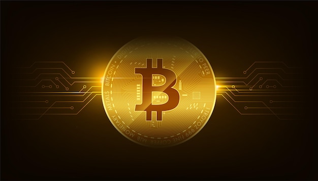 Conceito de tecnologia de blockchain de bitcoin dourado vetorial