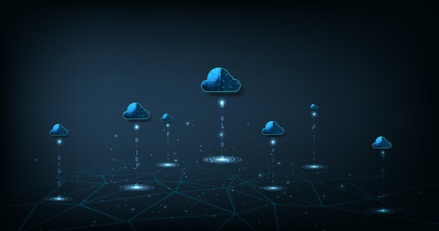 Conceito de tecnologia de computação em nuvem na rede de dados