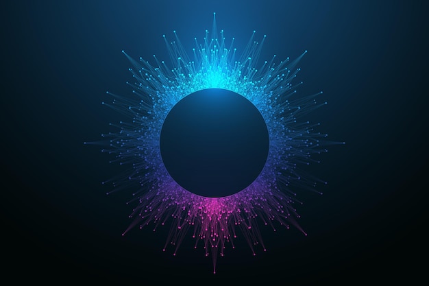 Conceito de tecnologia de computação quântica Big Data Visualization AI Generative Banner
