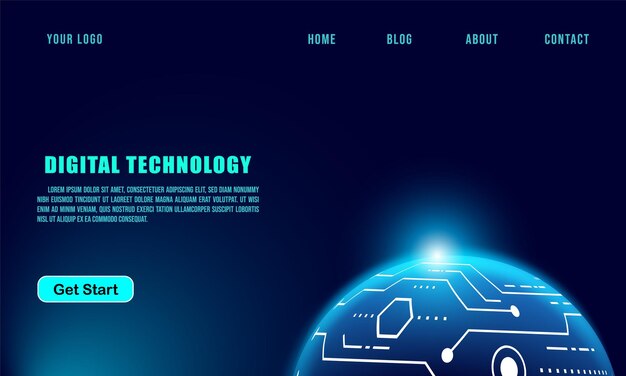 Conceito de tecnologia para modelo de banner web ou brochura cor azul