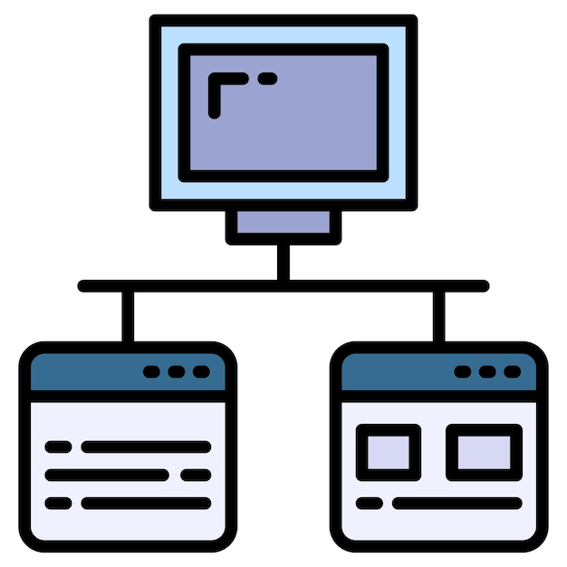 Conceito de terminal de máquina virtual deep link seo digital marketing vector computação em nuvem e internet