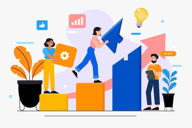 Conceito de trabalho em equipe design plano desenhado à mão