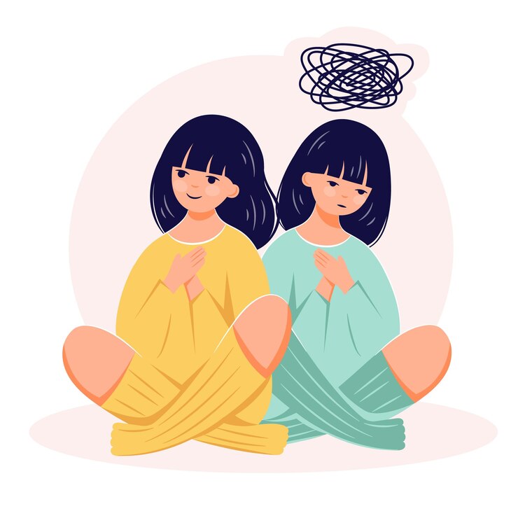 Conceito de transtorno bipolar Doença mental Depressão Ilustração de vetor plano