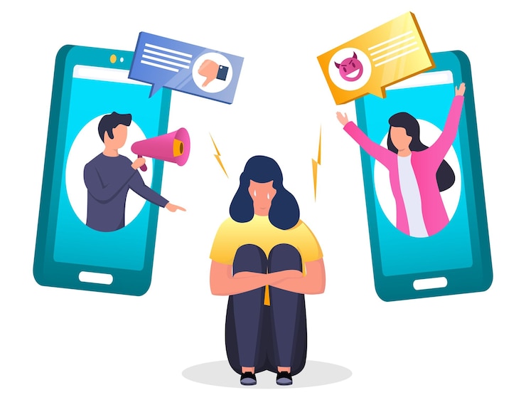 Vetor conceito de vetor de cyberbullying para página de site de banner da web