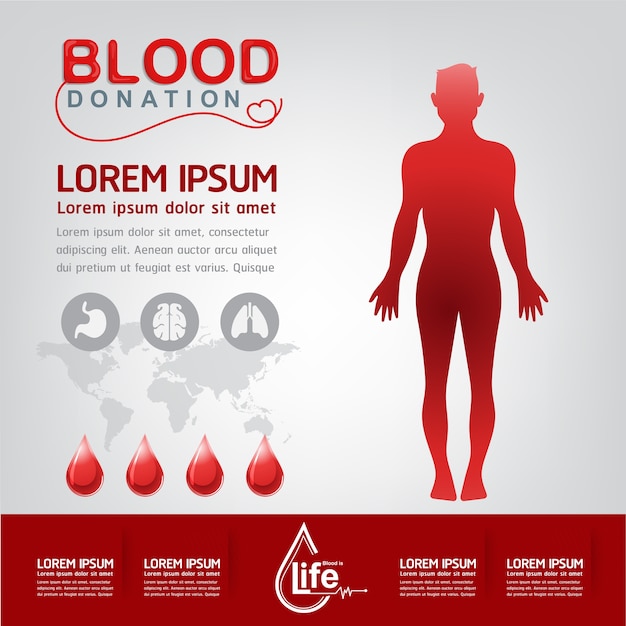 Vetor conceito de vetor de doação de sangue - hospital para começar a vida nova novamente