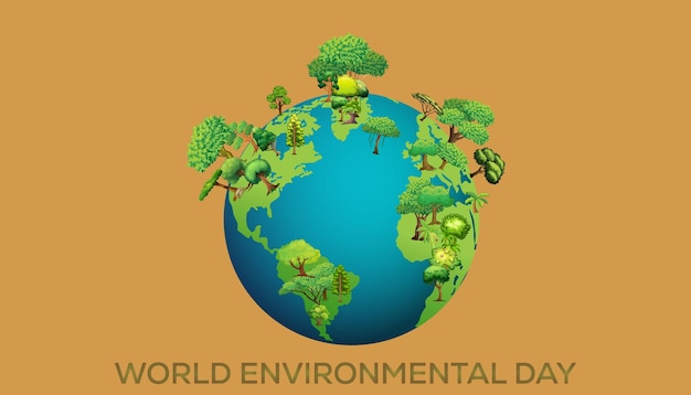 conceito de vetor do dia mundial do meio ambienteverde eco mundo terra