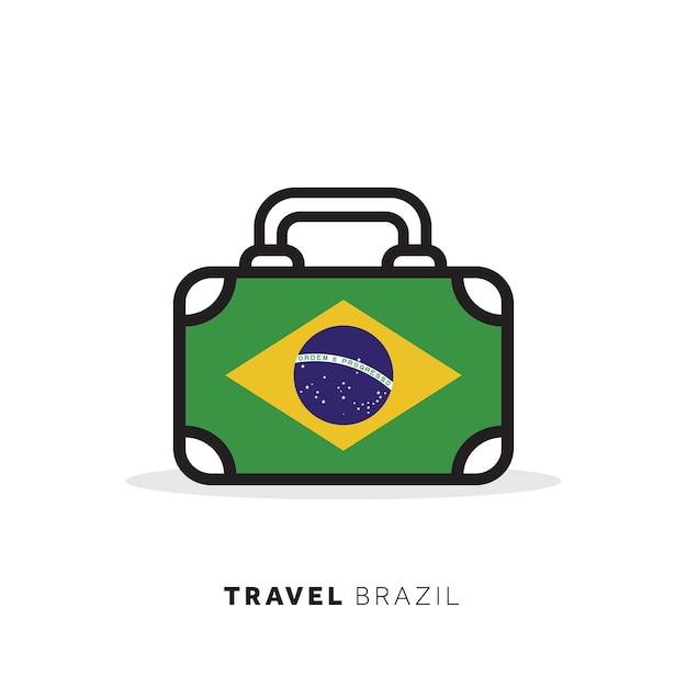 Vetor conceito de viagem do brasil ícone de vetor de mala com bandeira nacional do país
