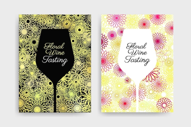 Conceito de vinho aromático e floral ilustração de fundo com flores de linha