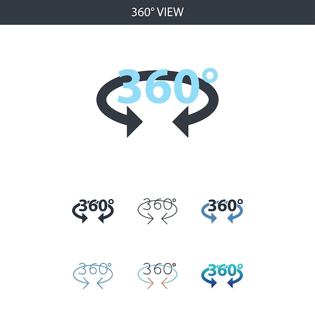 Conceito de visão de 360 ° todos os estilos forma de ícone simples. ilustração plana simples. design de linha de símbolo de conceito de visão de 360 ° do conjunto de realidade aumentada. pode ser usado para web ui/ux