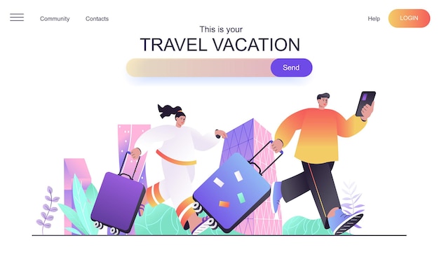 Conceito de web de viagens de férias para página de destino