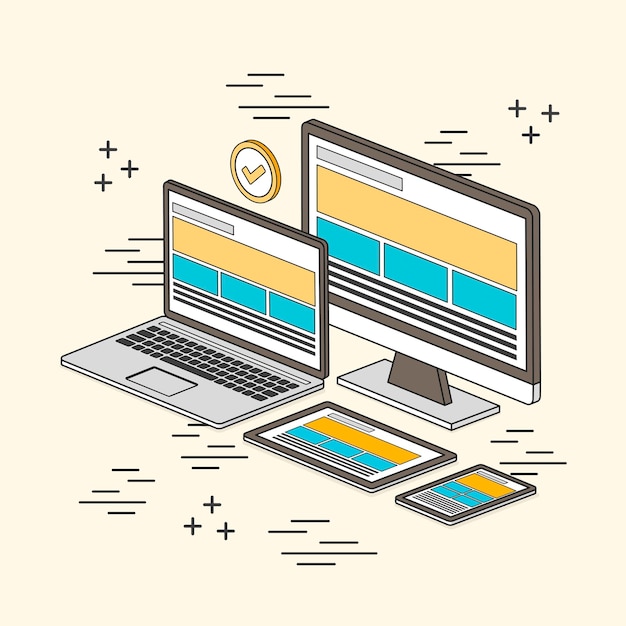 Conceito de web design responsivo em estilo de linha