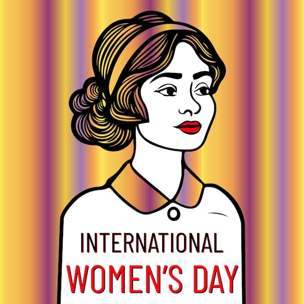 Conceito do dia internacional da mulher, ilustração vetorial plana de contorno preto de mulheres para o dia da mulher