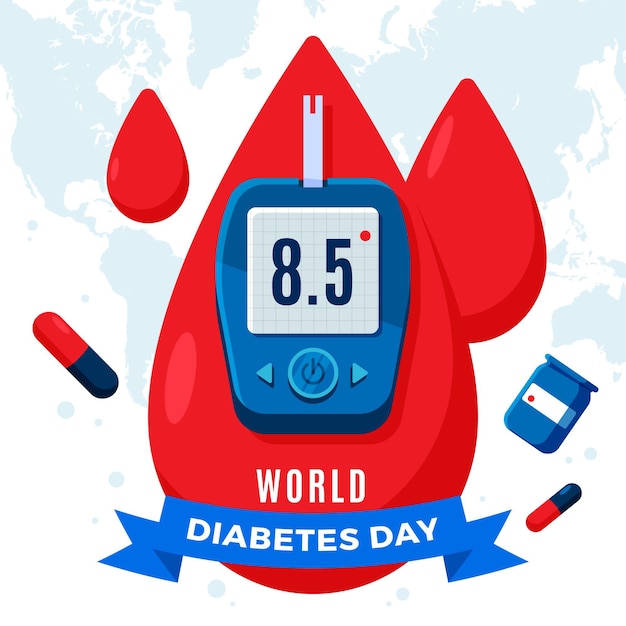 Conceito do dia mundial do diabetes em design plano