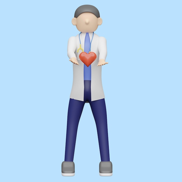 Conceito do Dia Nacional dos Médicos Objeto 3D realista estilo de desenho animado