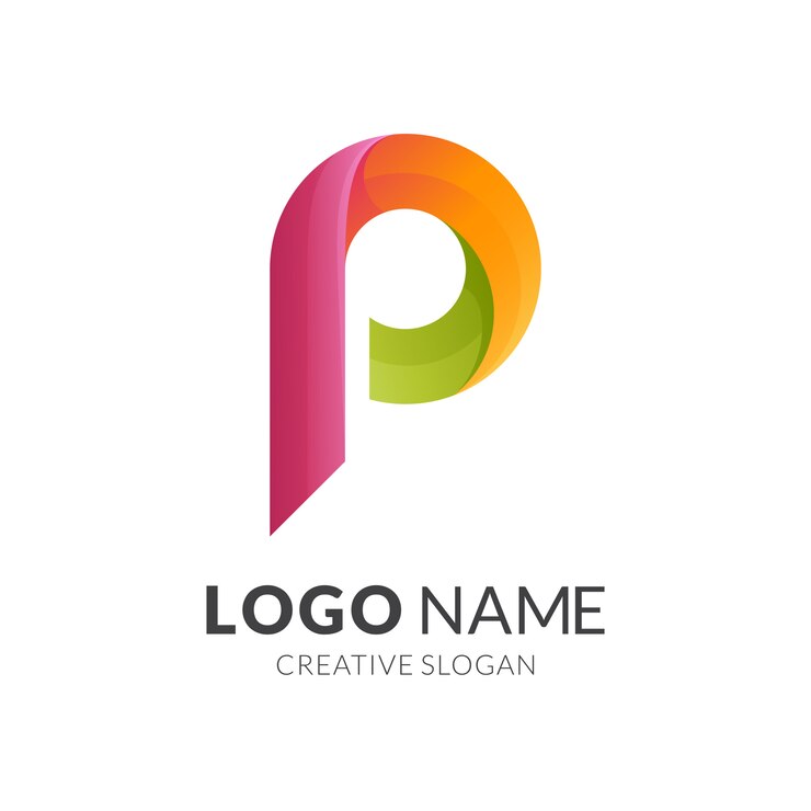 Vetor conceito do logotipo da letra p, logotipo 3d moderno