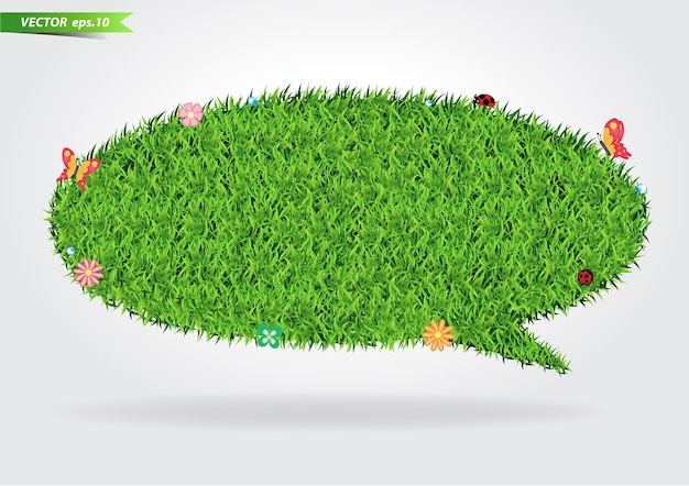 Conceito ecológico de grama verde para bolha do discurso
