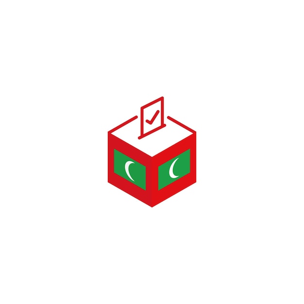 Vetor conceito eleitoral das maldivas democracia caixa de votação com bandeira ilustração de ícone vetorial